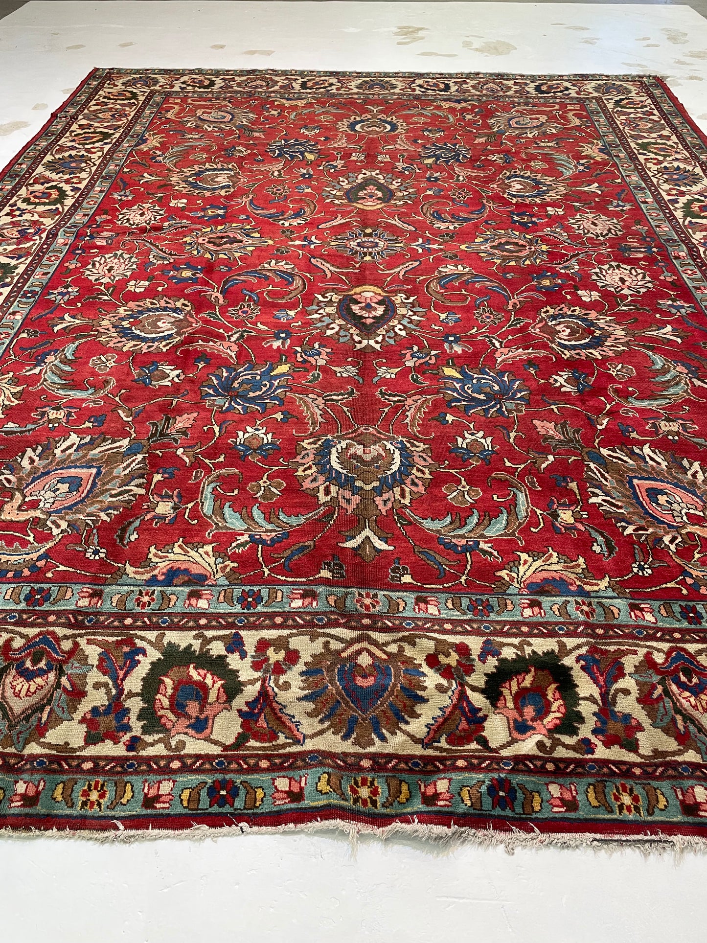 Hand-Knotted Wool Rug Tabriz 10'11" x 14'3"
