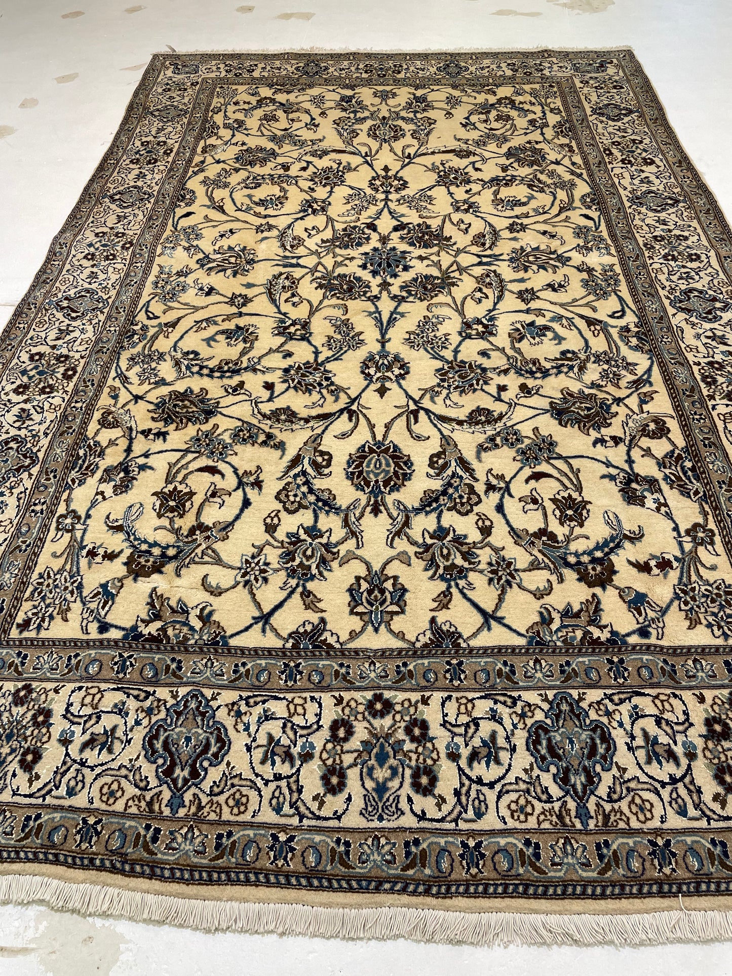 Hand-Knotted Wool Rug Nain 7'6" x 11'11"