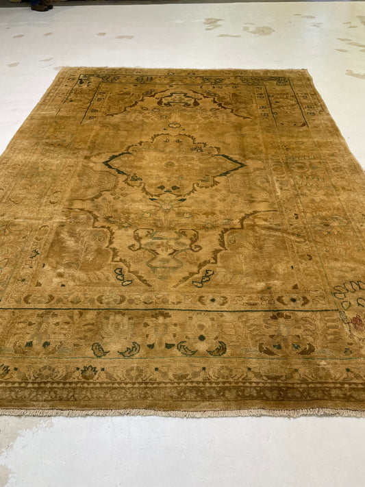 Hand-Knotted Wool Rug Tabriz Tea Washed 7'5" x 10'3"