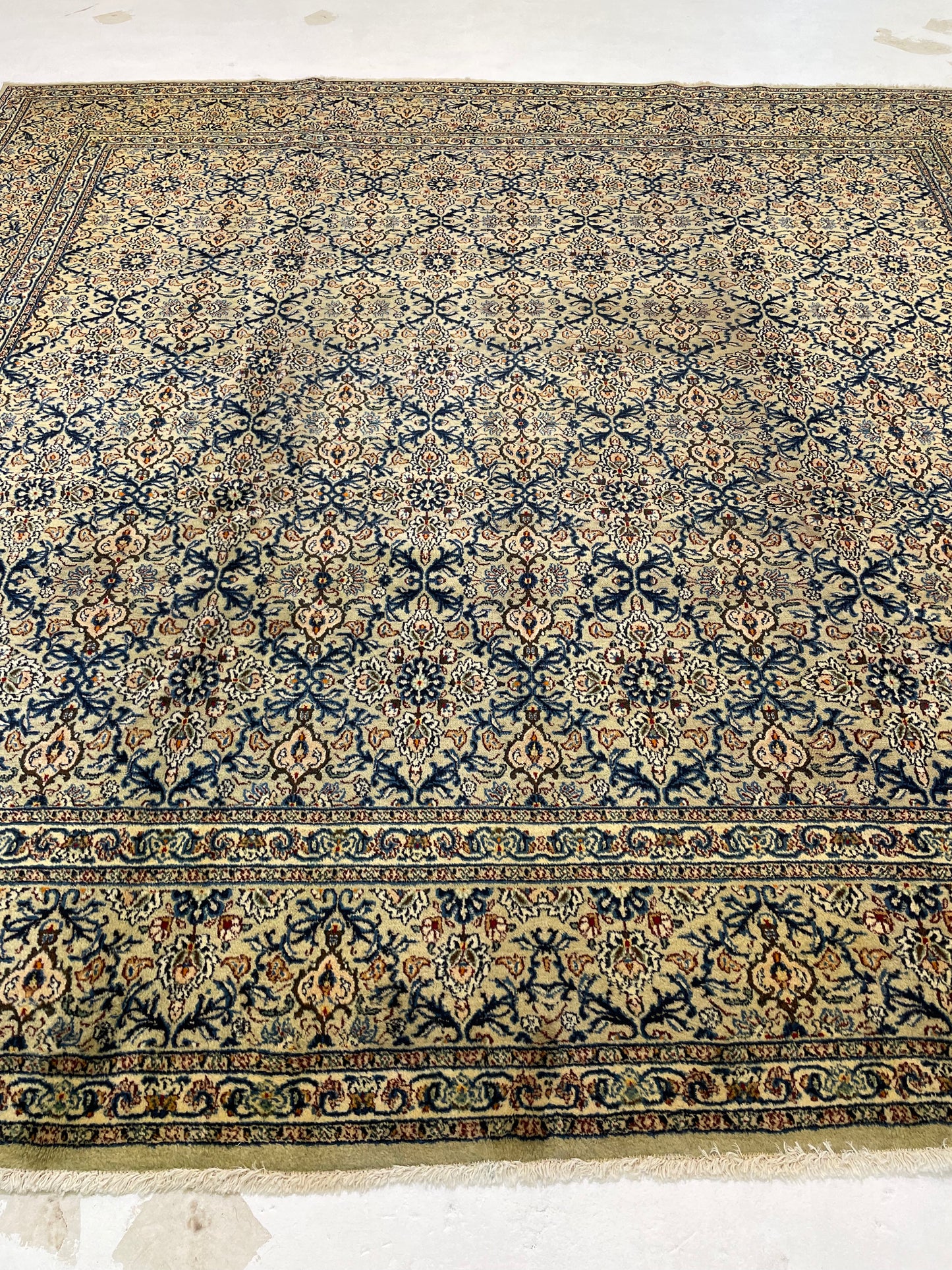 Hand-Knotted Wool Rug Kashan Square 10' x 10'
