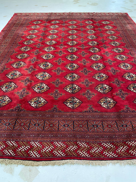Hand-Knotted Wool Rug Persian Turkmen 10'3" x 12'6"