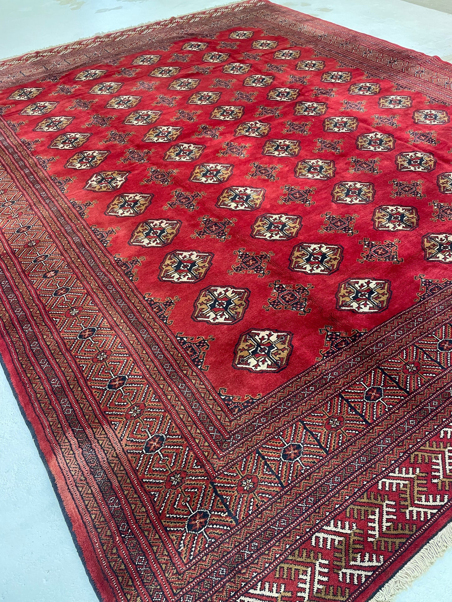 Hand-Knotted Wool Rug Persian Turkmen 10'3" x 12'6"