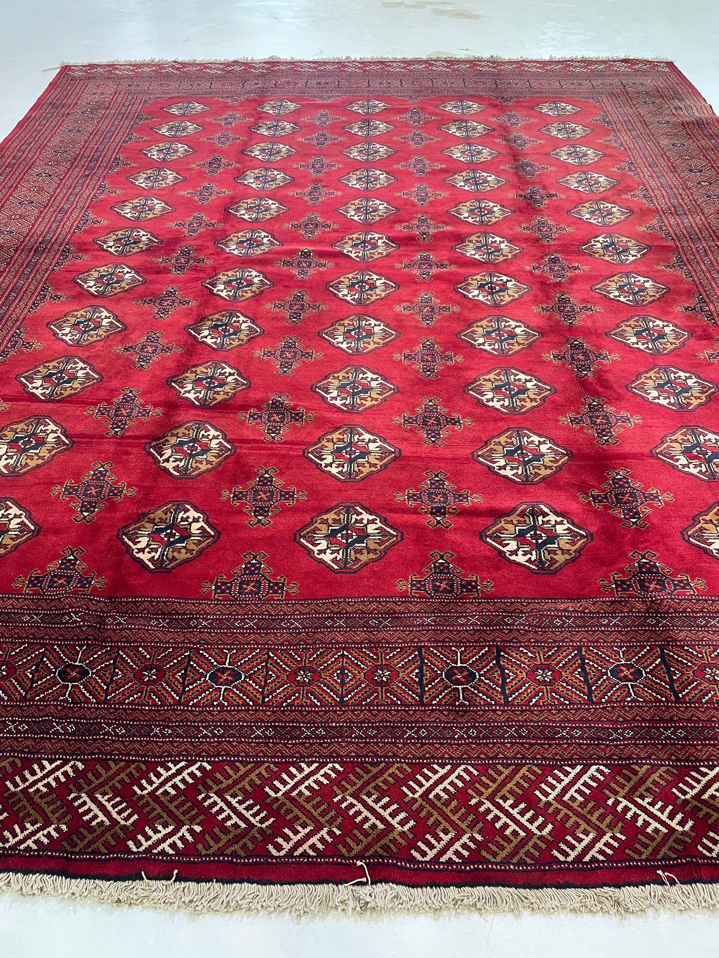 Hand-Knotted Wool Rug Persian Turkmen 10'3" x 12'6"