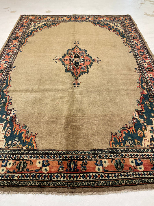 Hand-Knotted Wool Rug Bibikabad Hamedan 6'10" x 9'10"