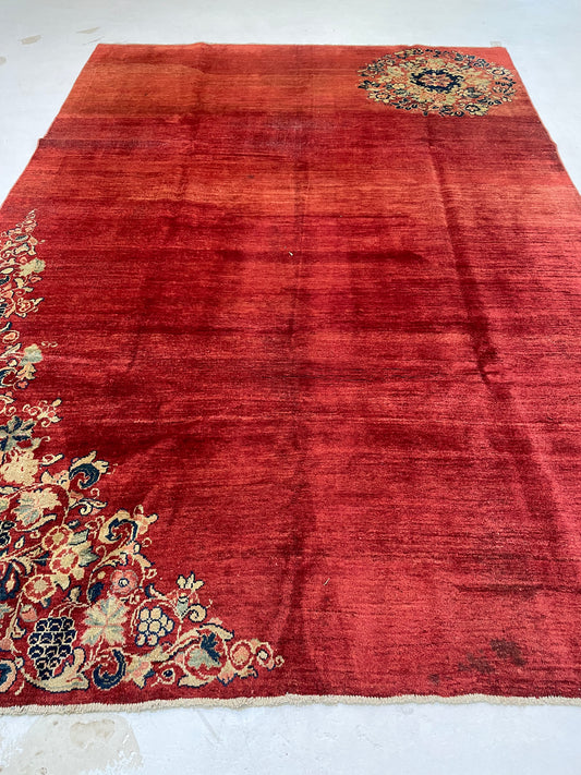 Hand-Knotted Wool Rug Mahal Art Deco 7'1" x 10'2"