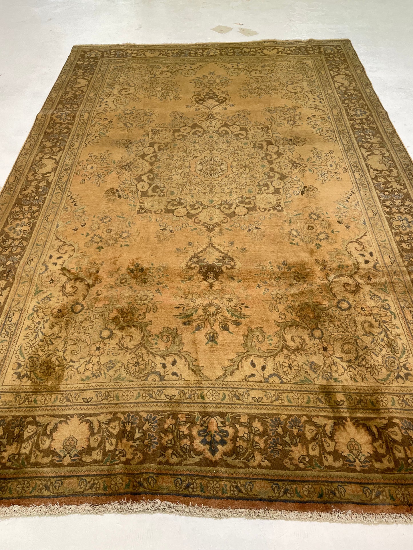 Hand-Knotted Wool Rug Tabriz Tea Washed 6'5" x 9'11"