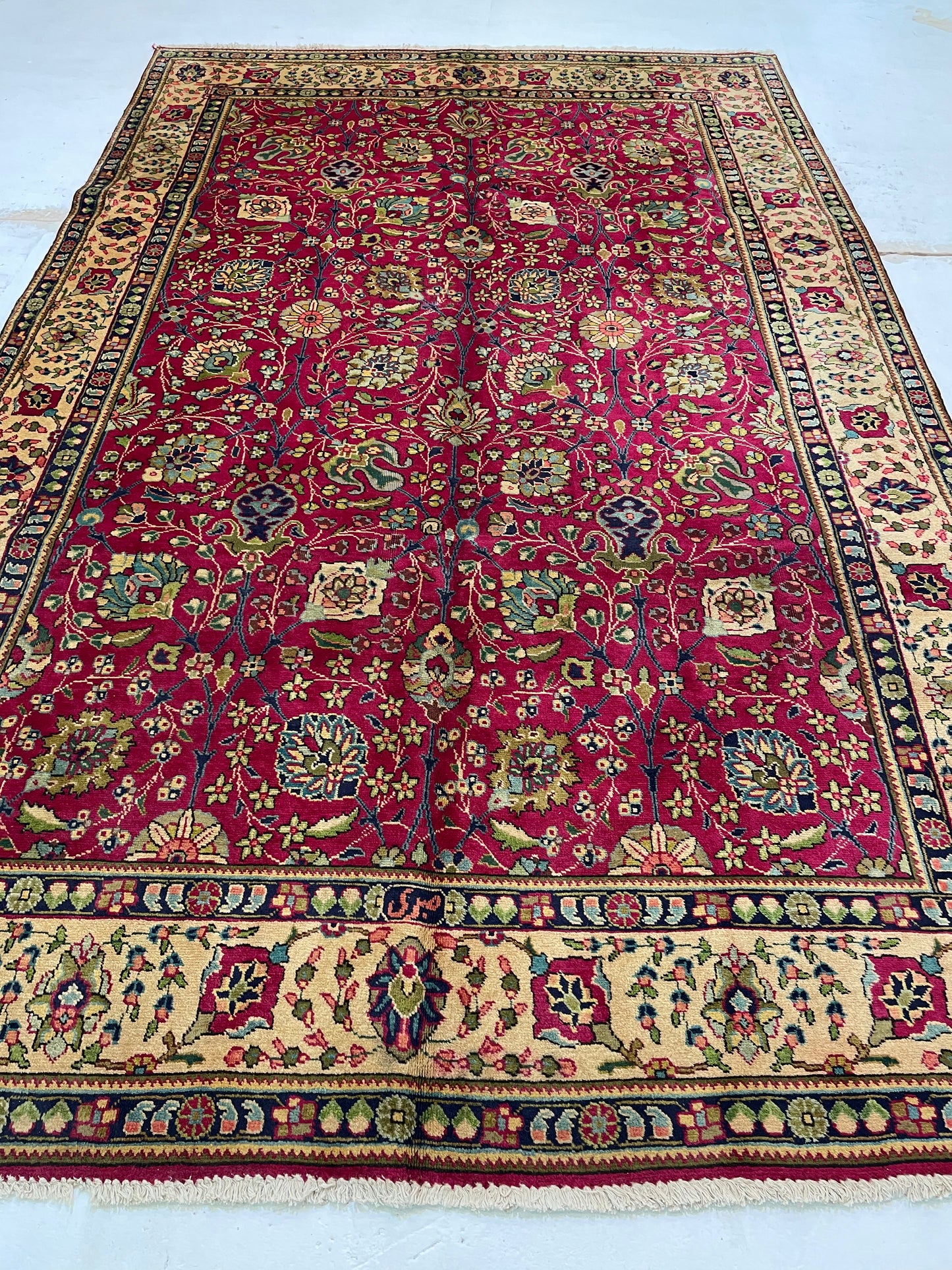 Hand-Knotted Wool Rug Tabriz 6'7" x 10'5"