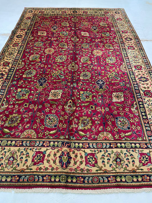 Hand-Knotted Wool Rug Tabriz 6'7" x 10'5"