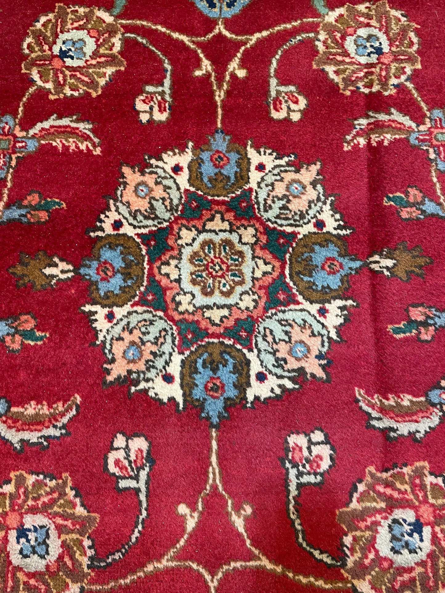 Hand-Knotted Wool Rug Tabriz Signed 7'8" x 8'11"