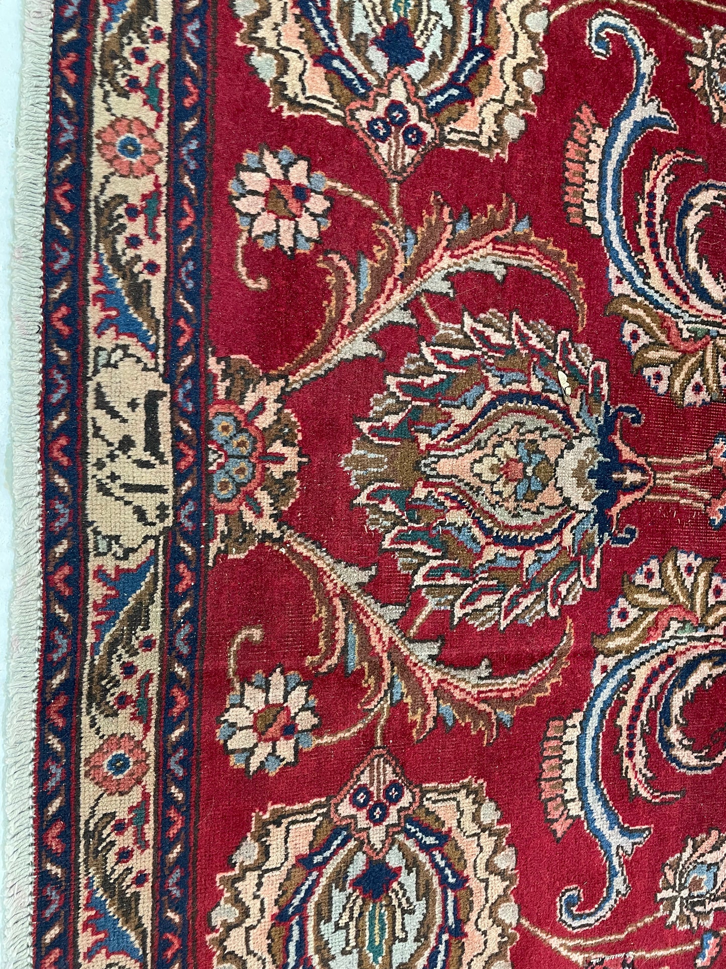 Hand-Knotted Wool Rug Tabriz Signed 7'8" x 8'11"