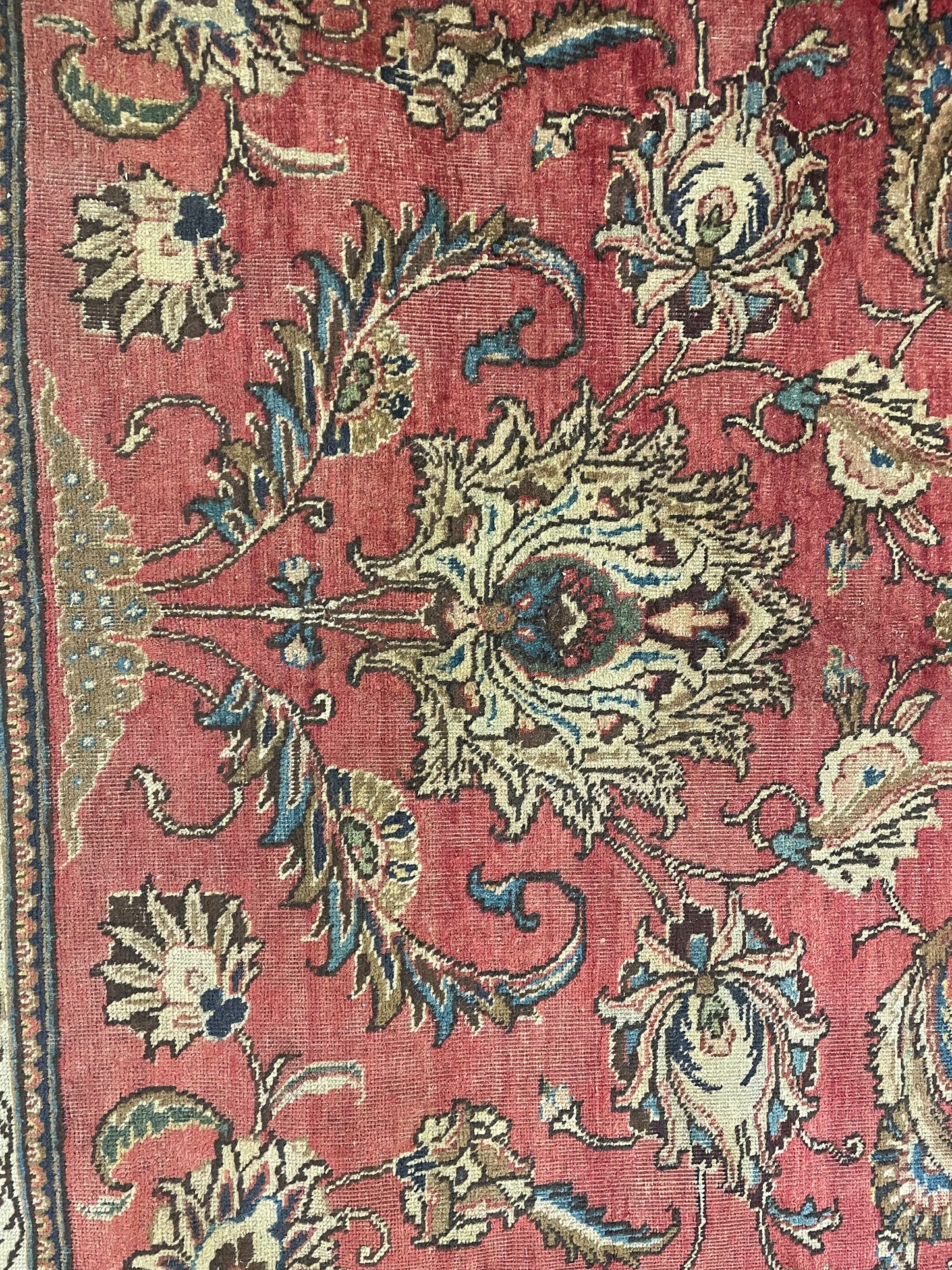 Hand-Knotted Wool Rug Tabriz Square 10'4" x 10'7"