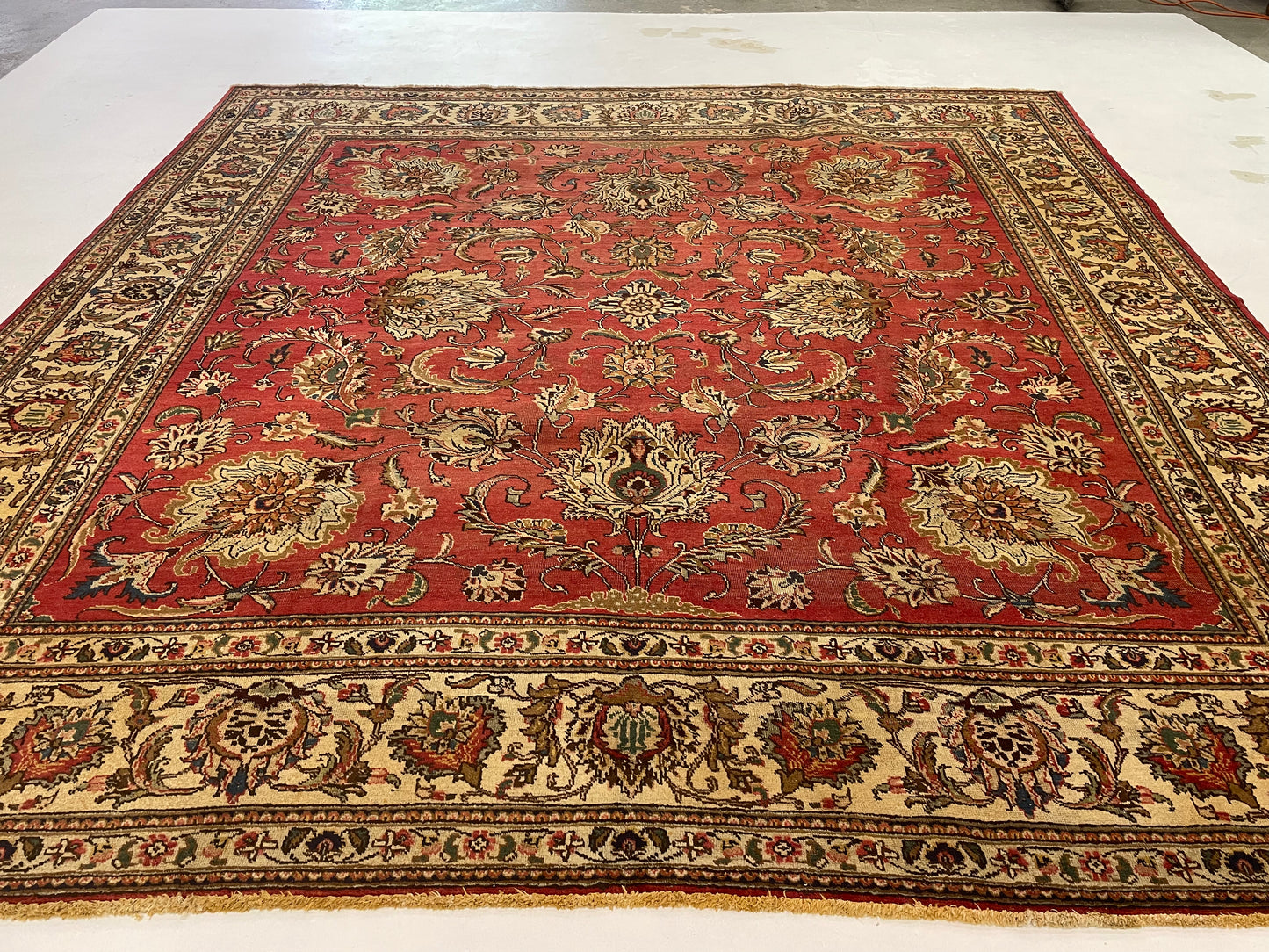 Hand-Knotted Wool Rug Tabriz Square 10'4" x 10'7"