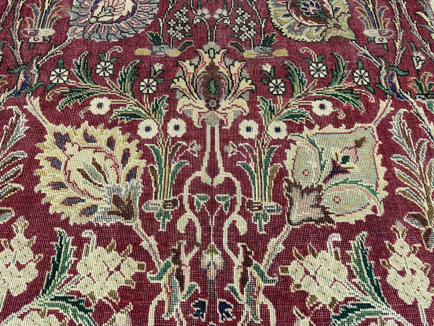 Hand-Knotted Wool Rug Tabriz Square 9'8" x 9'8"