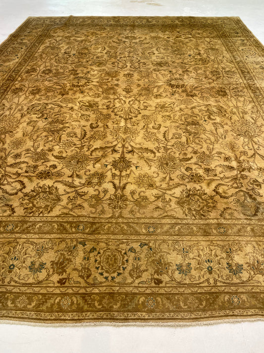 Hand-Knotted Wool Rug Tabriz Tea Washed 11'3" x 14'8"