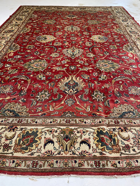 Hand-Knotted Wool Rug Tabriz 11'2" x 16'6"