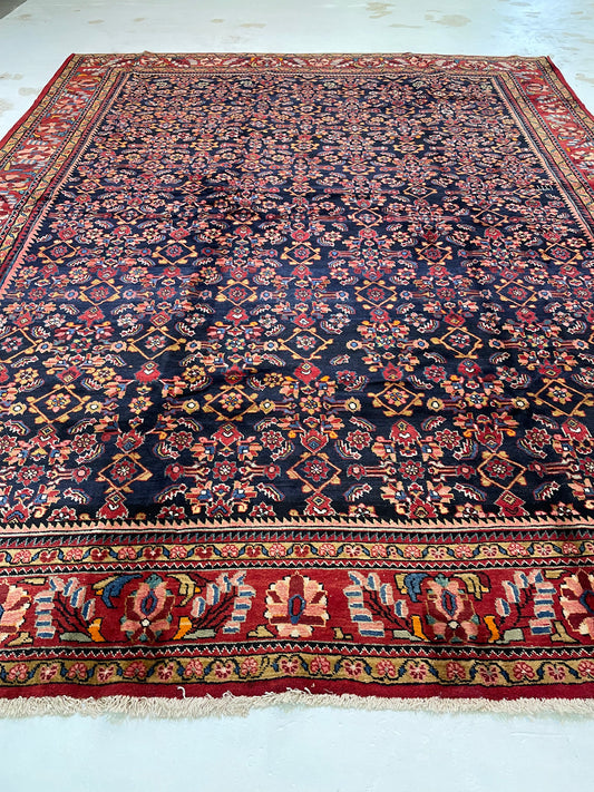 Hand-Knotted Wool Rug Hamedan Nanaj 10'3"  x 13'