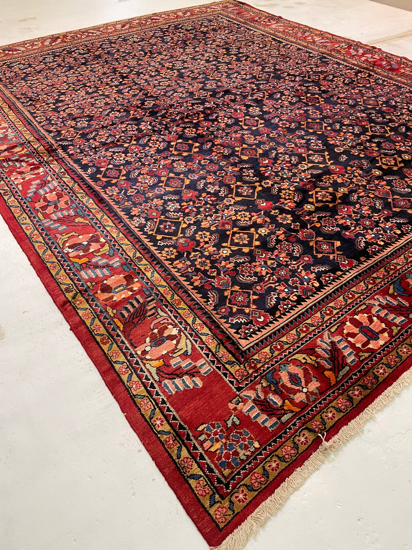 Hand-Knotted Wool Rug Hamedan Nanaj 10'3"  x 13'
