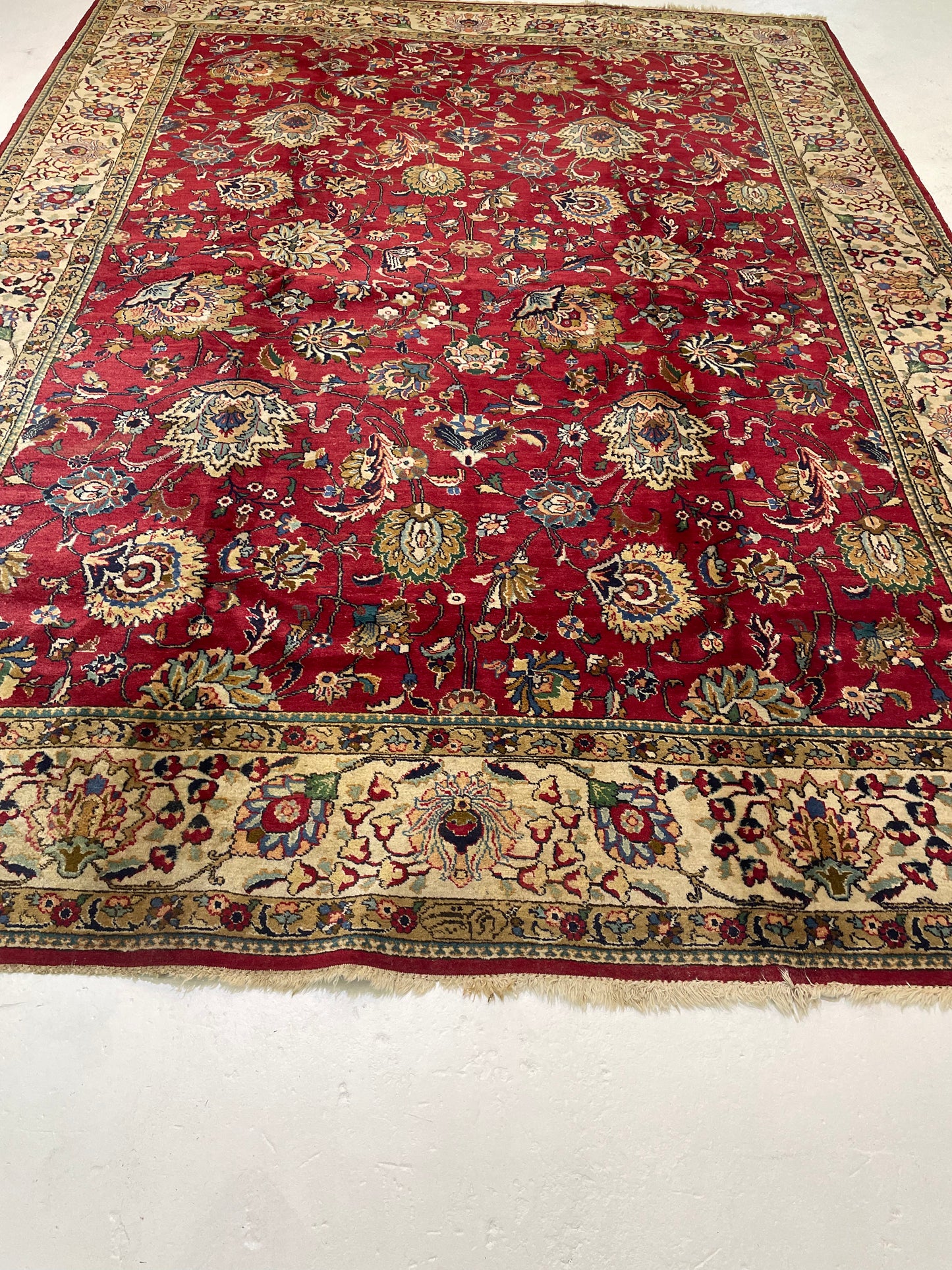 Hand-Knotted Wool Rug Tabriz Signed 9'9" x 12'11"