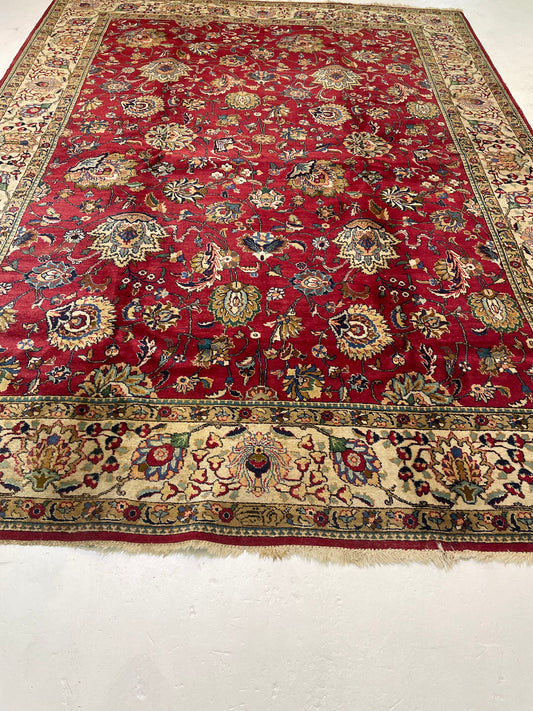 Hand-Knotted Wool Rug Tabriz Signed 9'9" x 12'11"