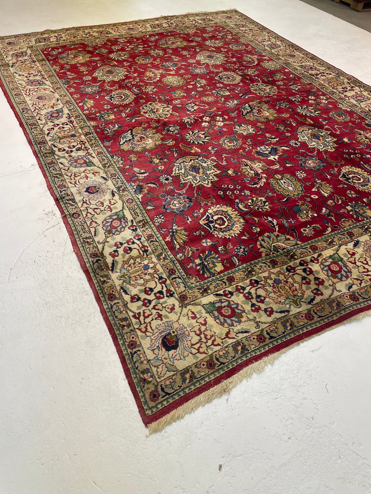Hand-Knotted Wool Rug Tabriz Signed 9'9" x 12'11"