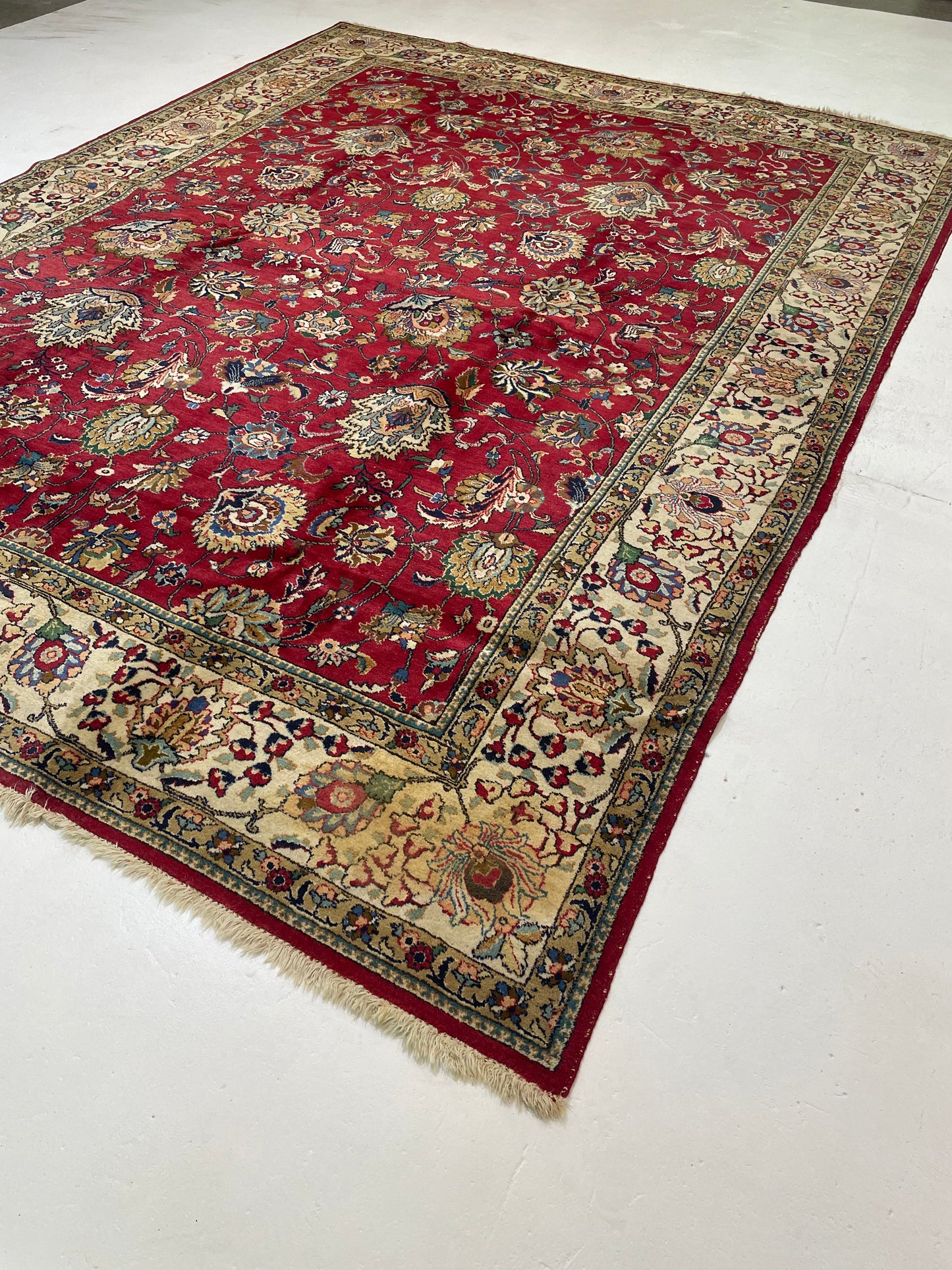 Hand-Knotted Wool Rug Tabriz Signed 9'9" x 12'11"