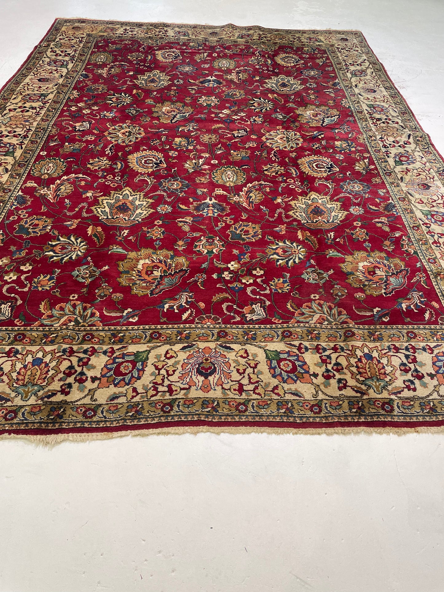 Hand-Knotted Wool Rug Tabriz Signed 9'9" x 12'11"