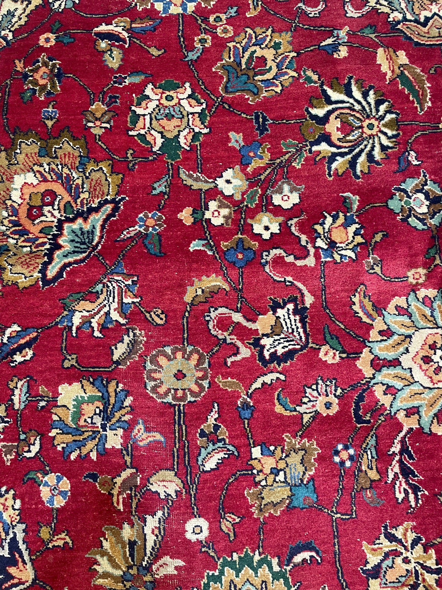 Hand-Knotted Wool Rug Tabriz Signed 9'9" x 12'11"