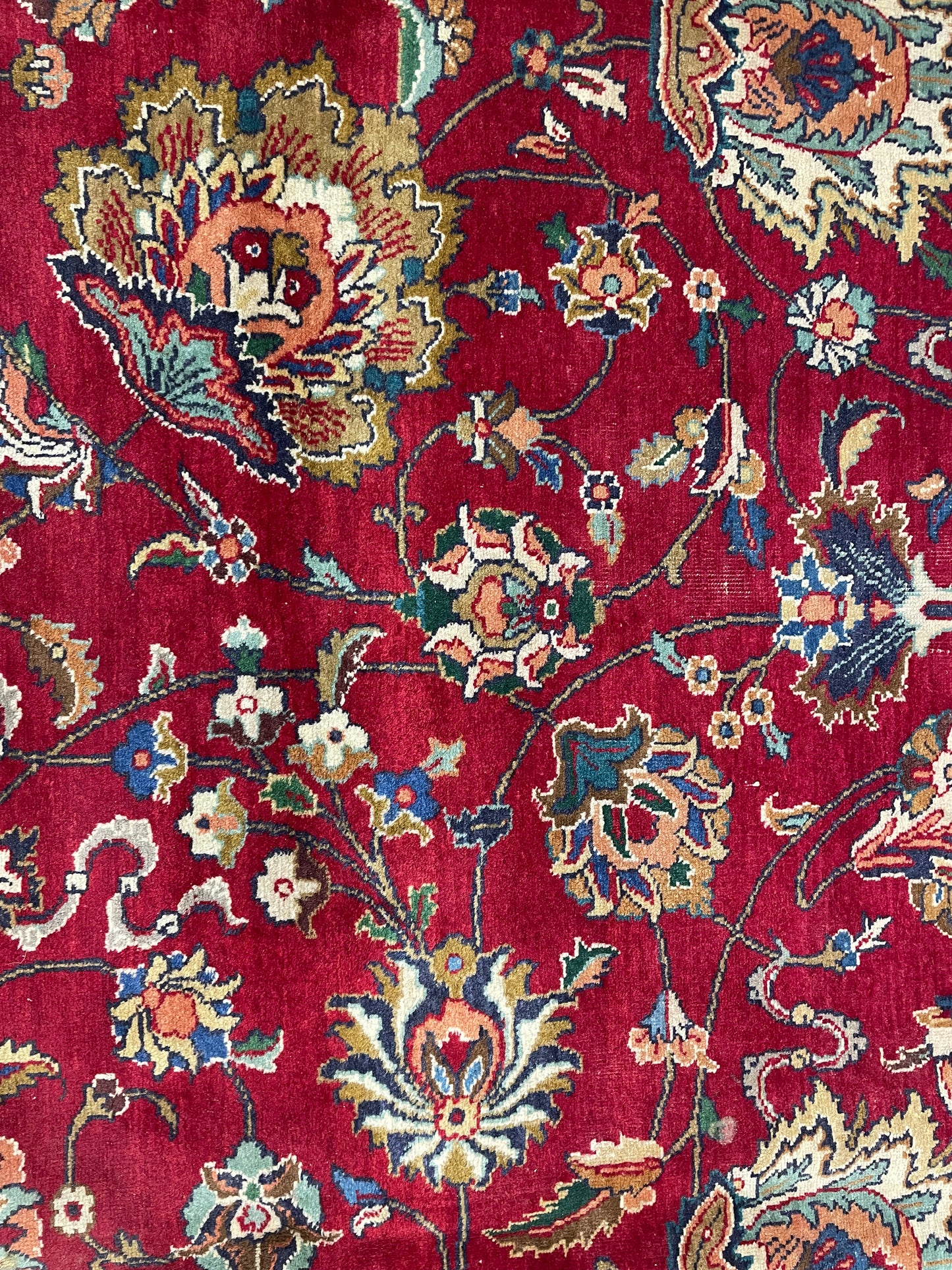 Hand-Knotted Wool Rug Tabriz Signed 9'9" x 12'11"
