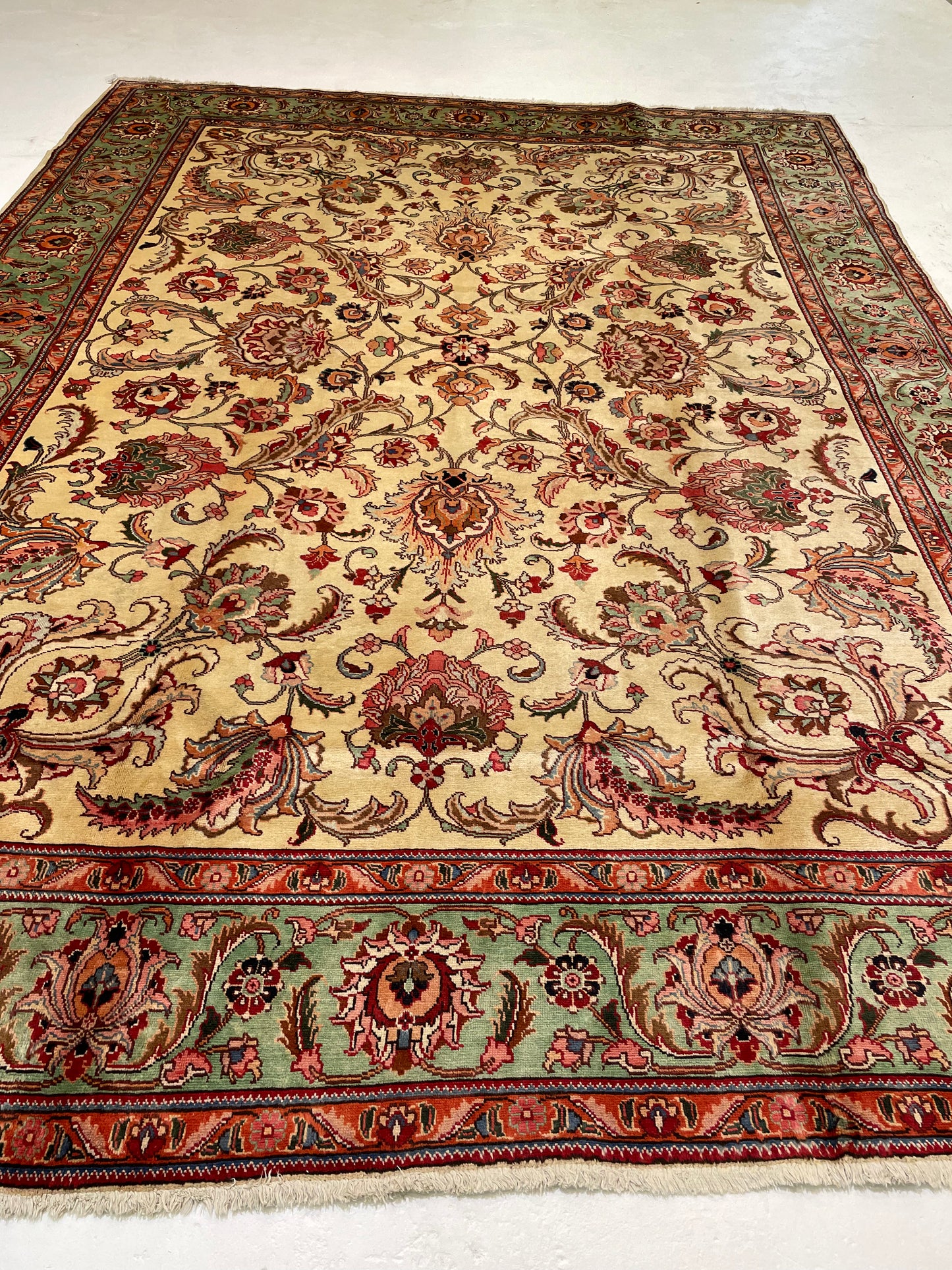 Hand-Knotted Wool Rug Tabriz Signed 9'7" x 12'8"