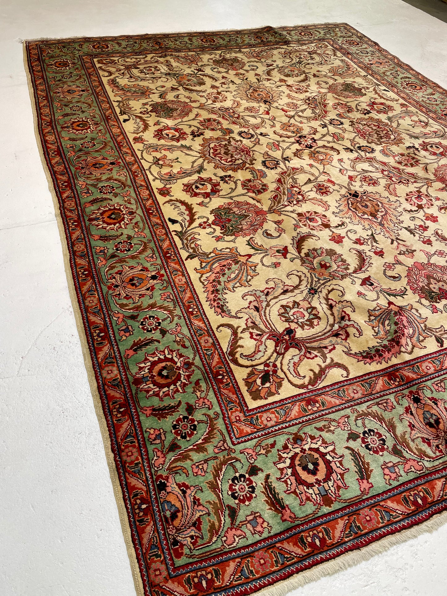 Hand-Knotted Wool Rug Tabriz Signed 9'7" x 12'8"