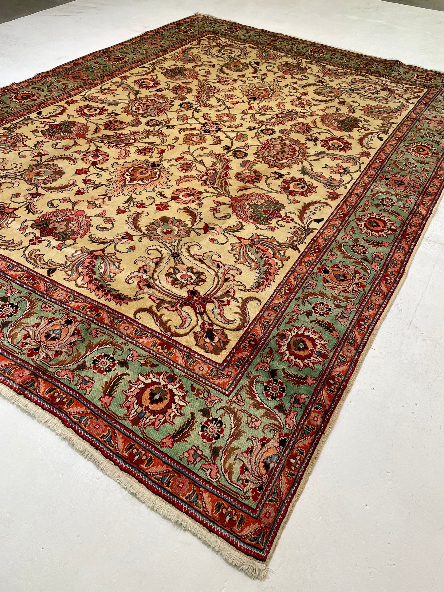 Hand-Knotted Wool Rug Tabriz Signed 9'7" x 12'8"
