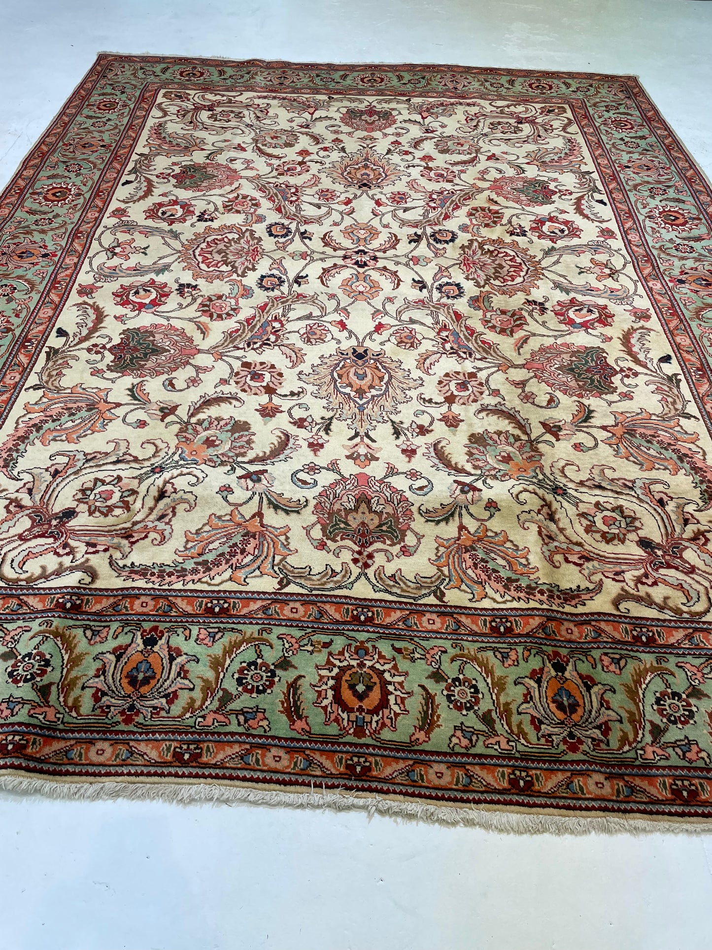 Hand-Knotted Wool Rug Tabriz Signed 9'7" x 12'8"