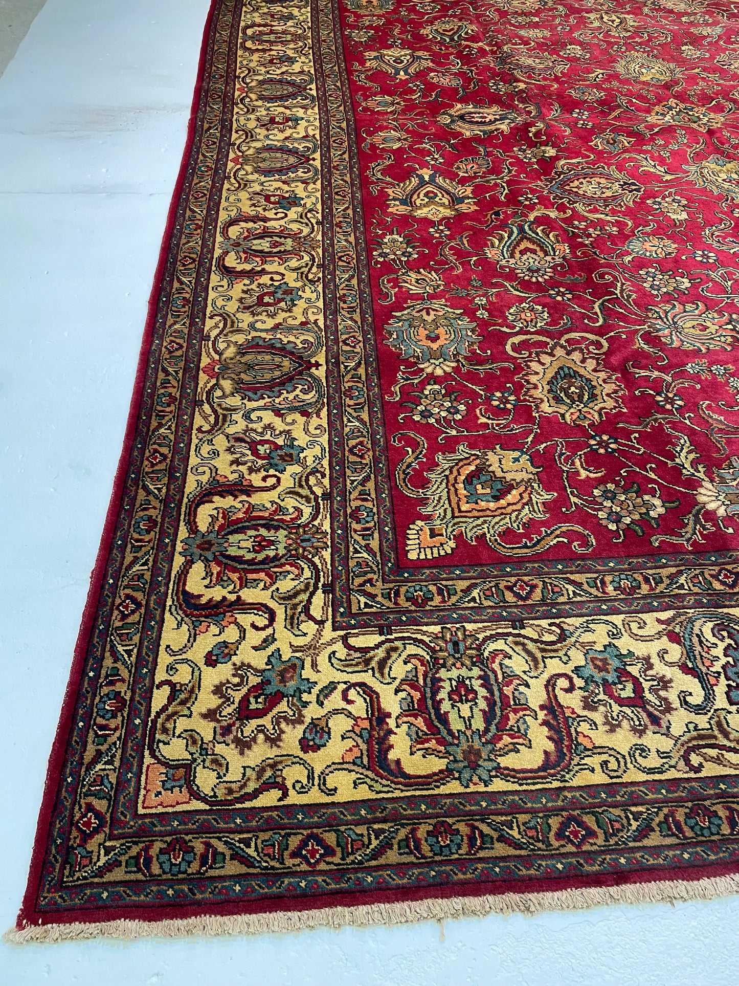 Hand-Knotted Wool Rug Tabriz Signed 11'4" x 15'3"