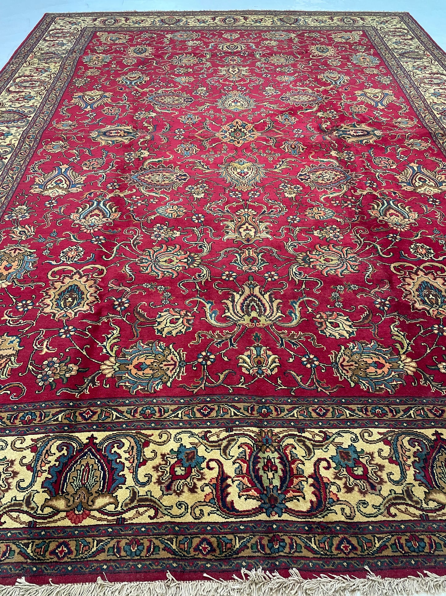 Hand-Knotted Wool Rug Tabriz Signed 11'4" x 15'3"