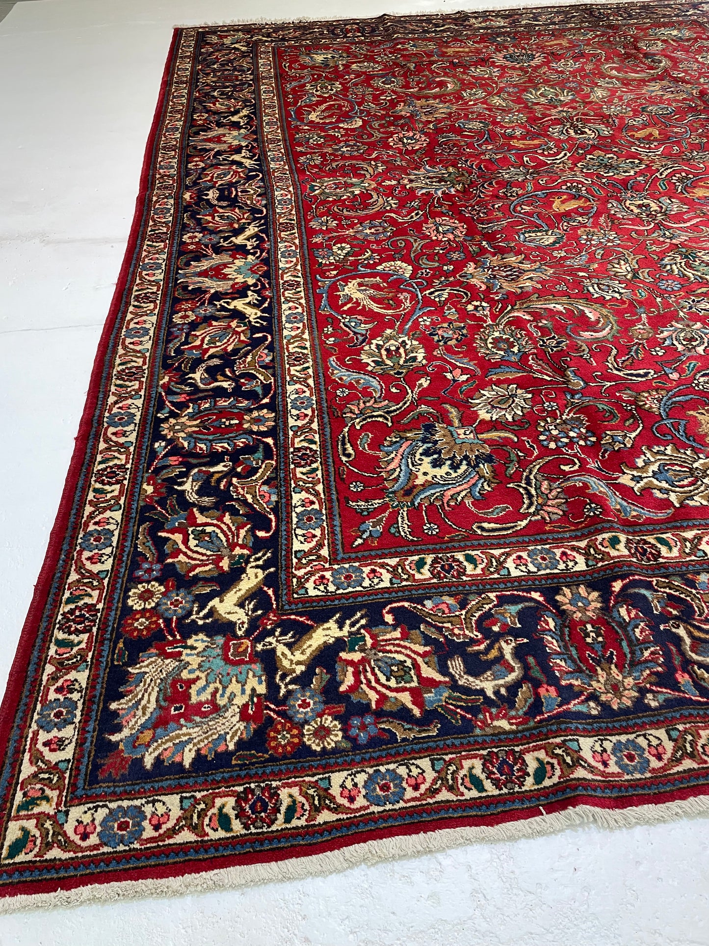 Hand-Knotted Wool Rug Tabriz Signed 11'2" x 14'5"
