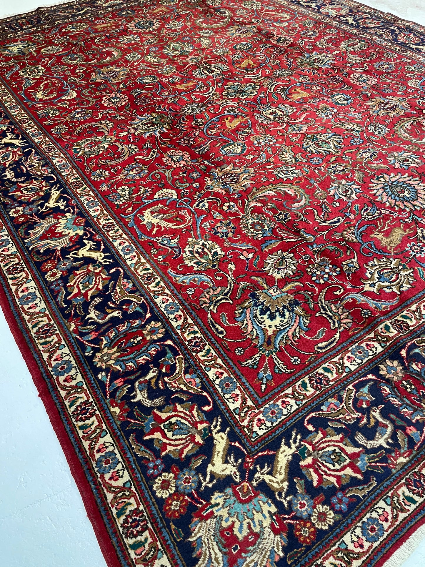 Hand-Knotted Wool Rug Tabriz Signed 11'2" x 14'5"