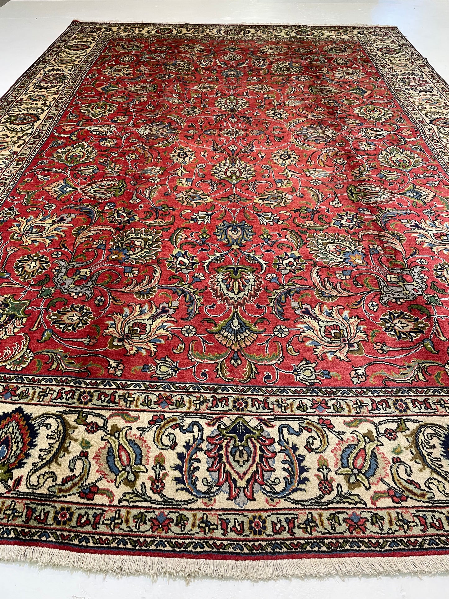 Hand-Knotted Wool Rug Tabriz 10'10" x 16'