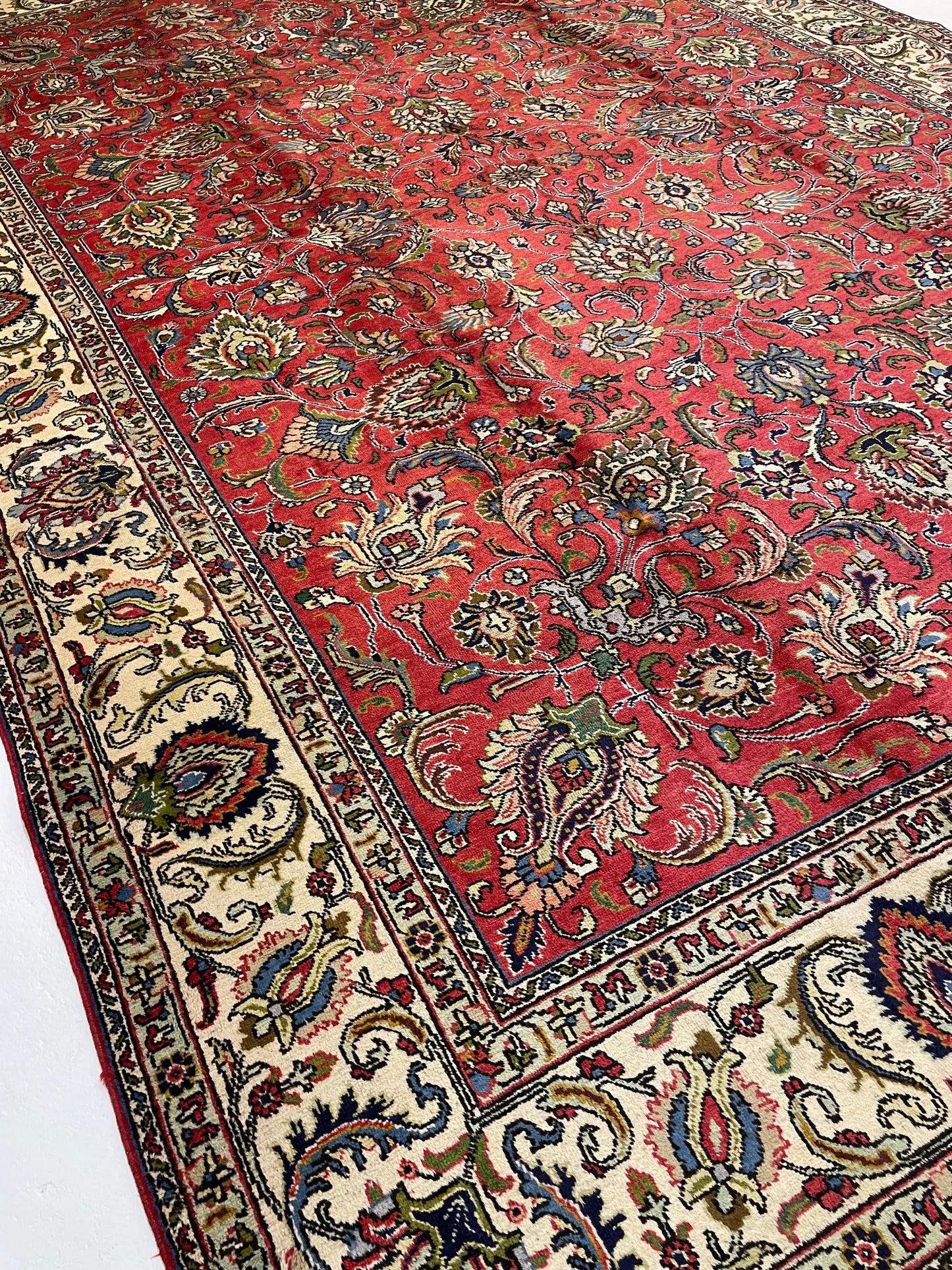 Hand-Knotted Wool Rug Tabriz 10'10" x 16'