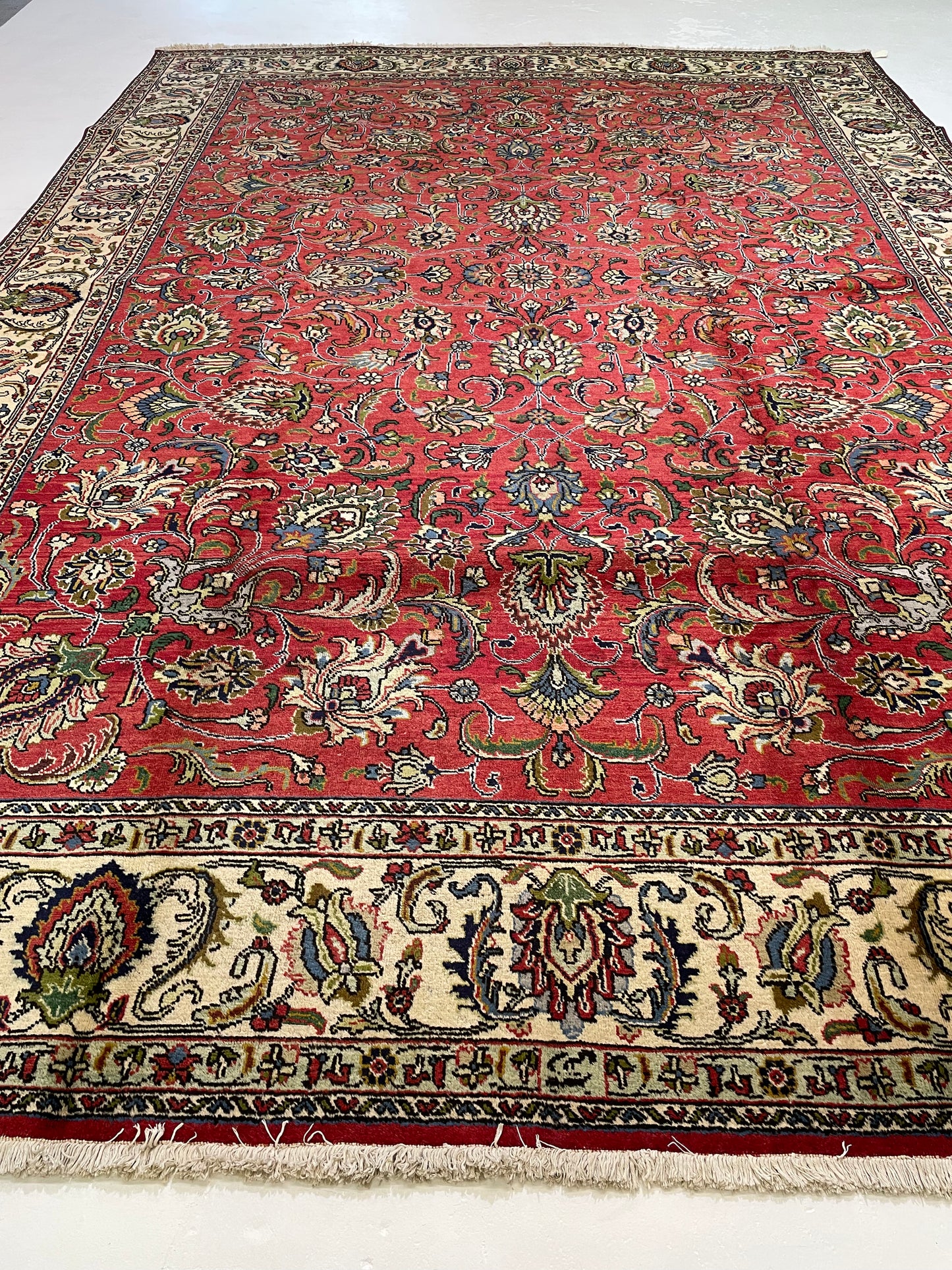 Hand-Knotted Wool Rug Tabriz 10'10" x 16'