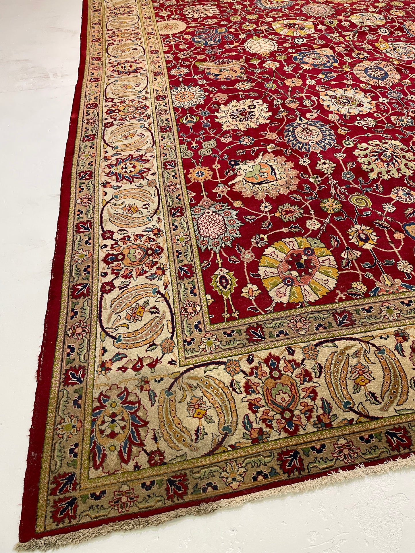 Hand-Knotted Wool Rug Tabriz Signed 11'8" x 16'7"
