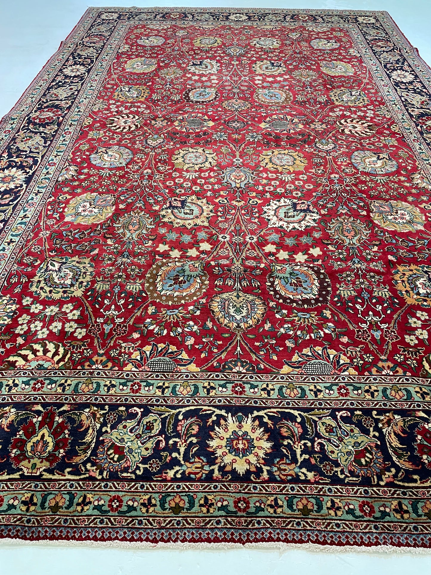 Hand-Knotted Wool Rug Tabriz Signed 9'10" x 16'