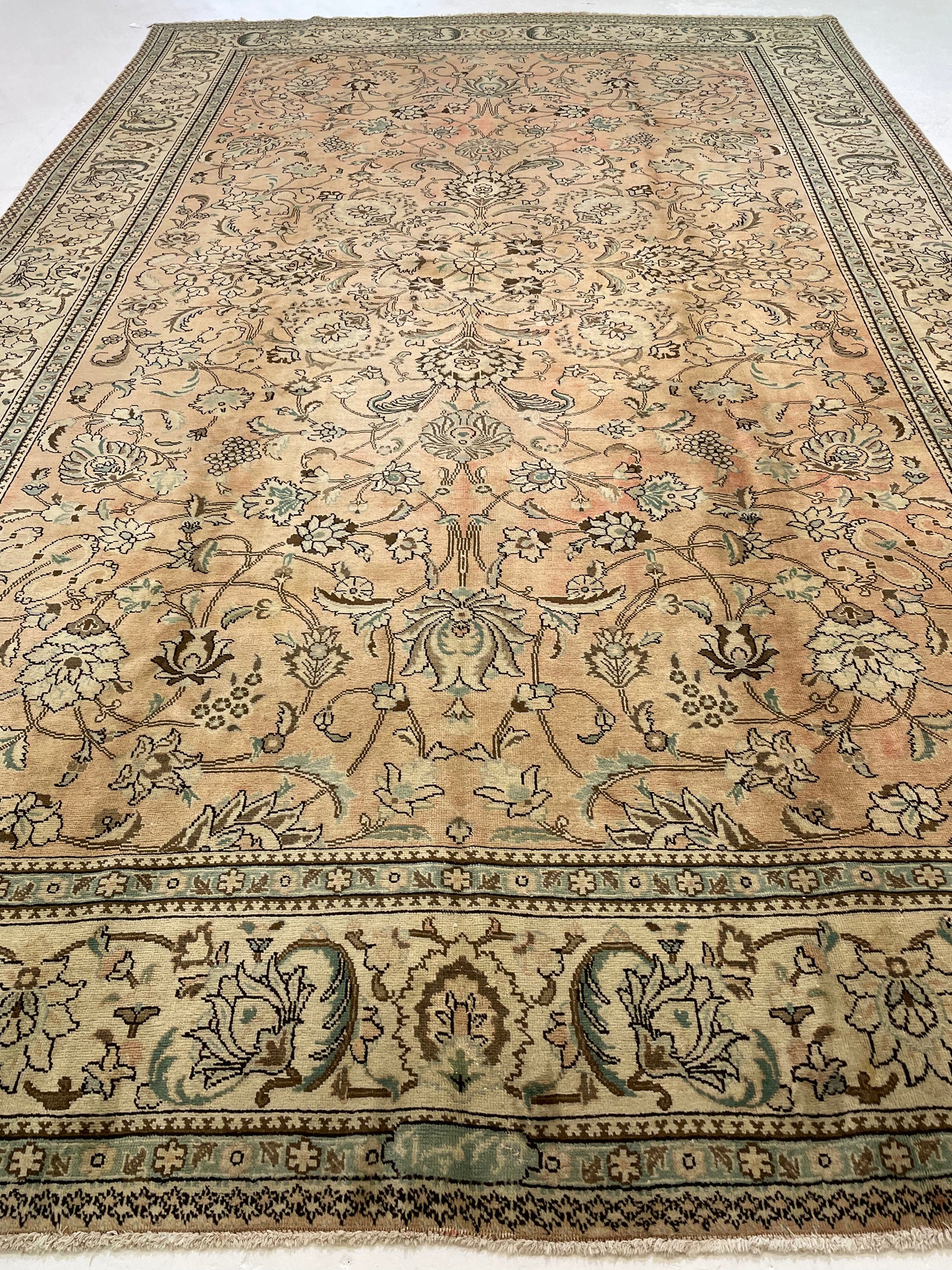 Hand-Knotted Wool Rug Tabriz Signed 9'10" x 15'4"