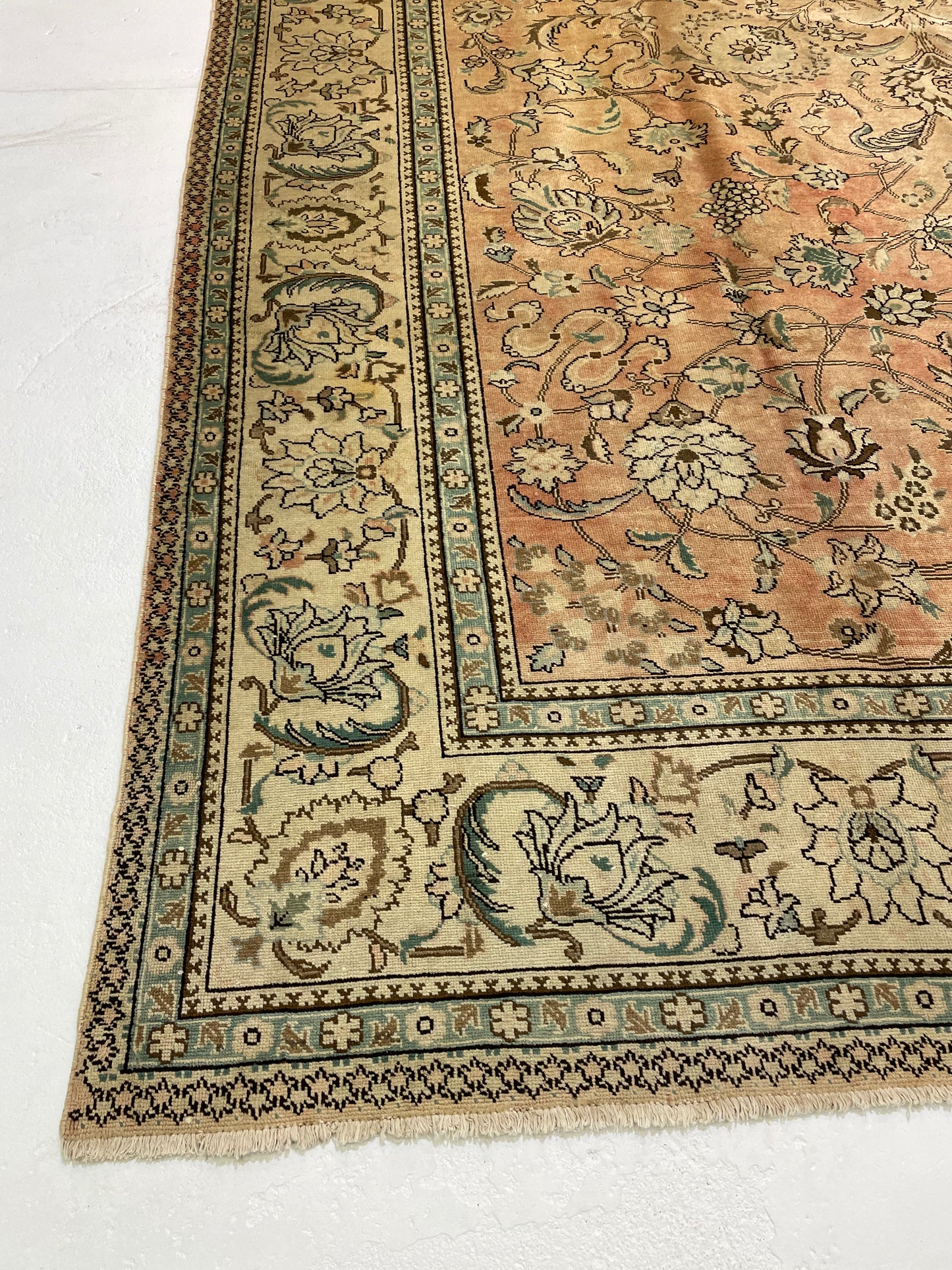 Hand-Knotted Wool Rug Tabriz Signed 9'10" x 15'4"