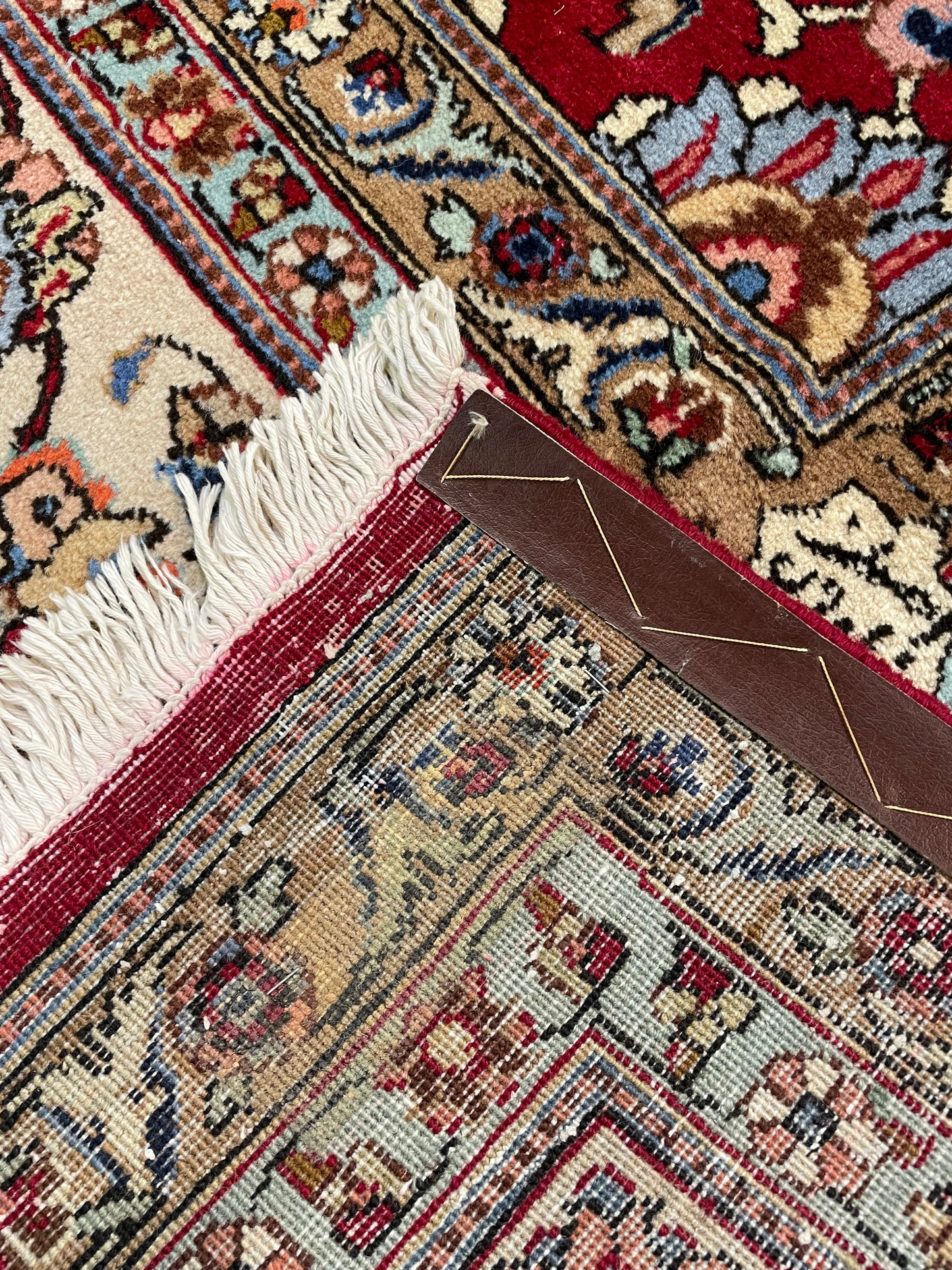 Hand-Knotted Wool Rug Tabriz Square 12'10" x 13'