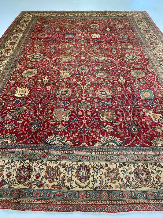 Hand-Knotted Wool Rug Tabriz 9'8" x 13'4"