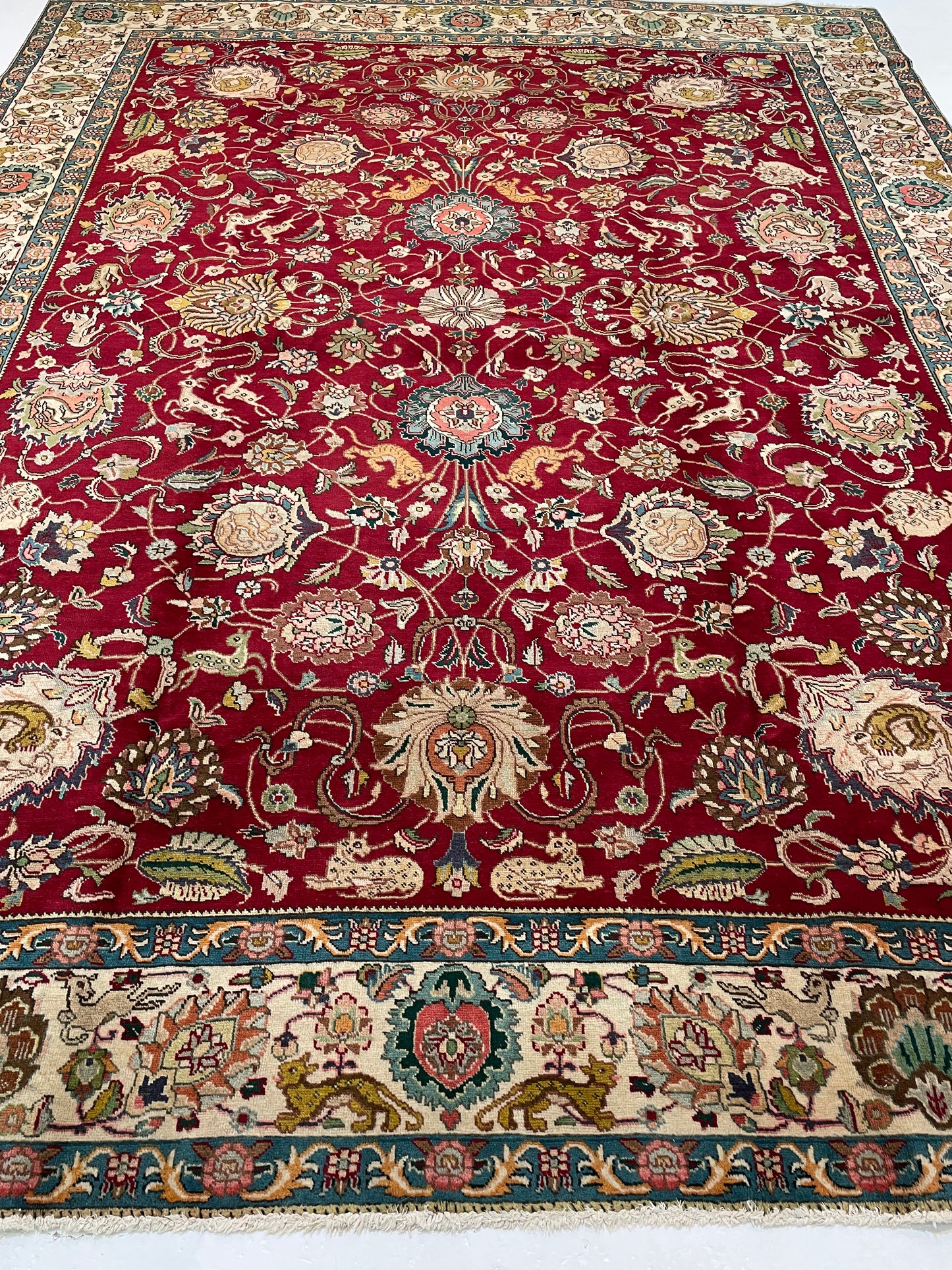 Hand-Knotted Wool Rug Tabriz 10' x 13'2"