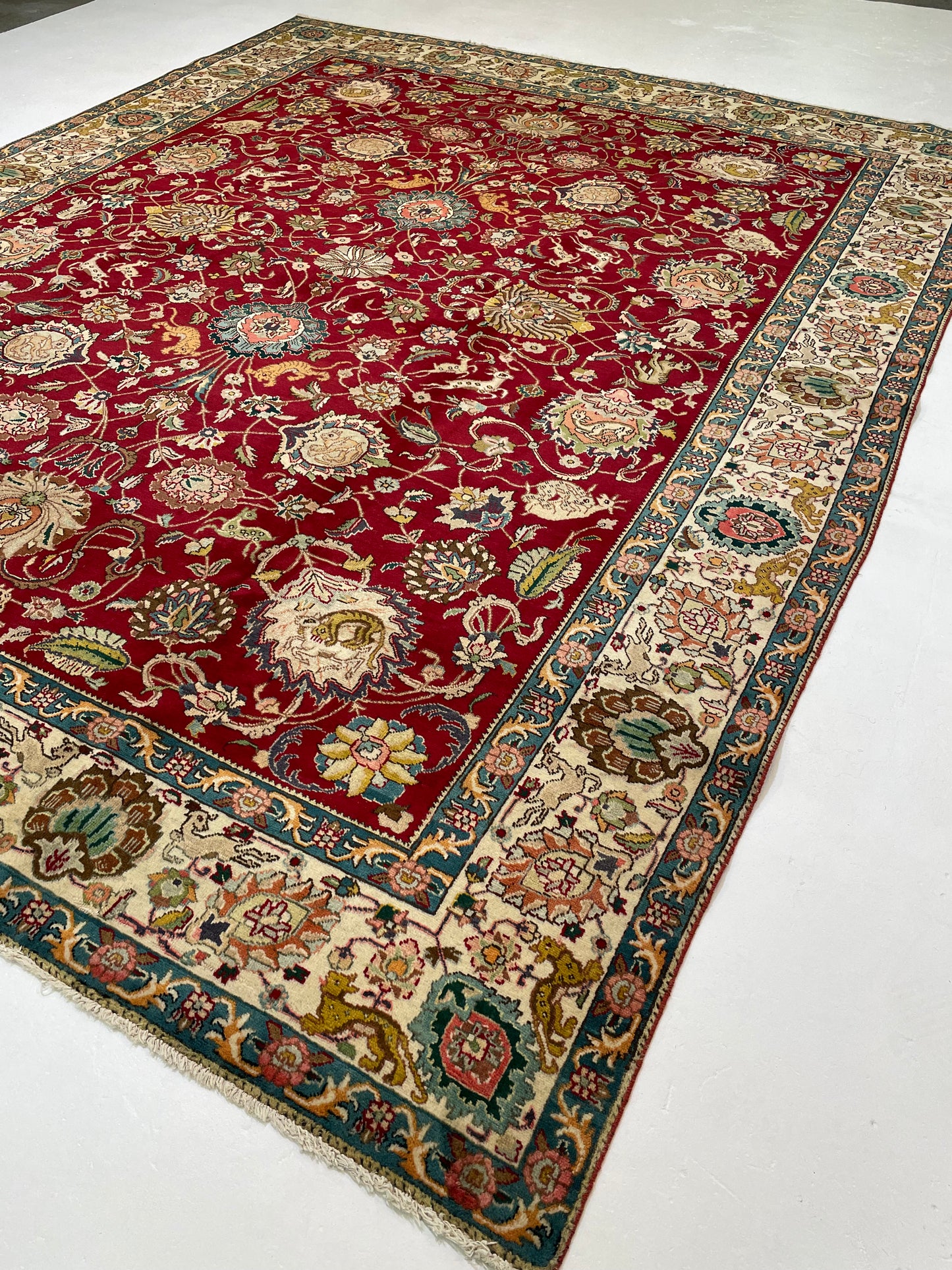 Hand-Knotted Wool Rug Tabriz 10' x 13'2"