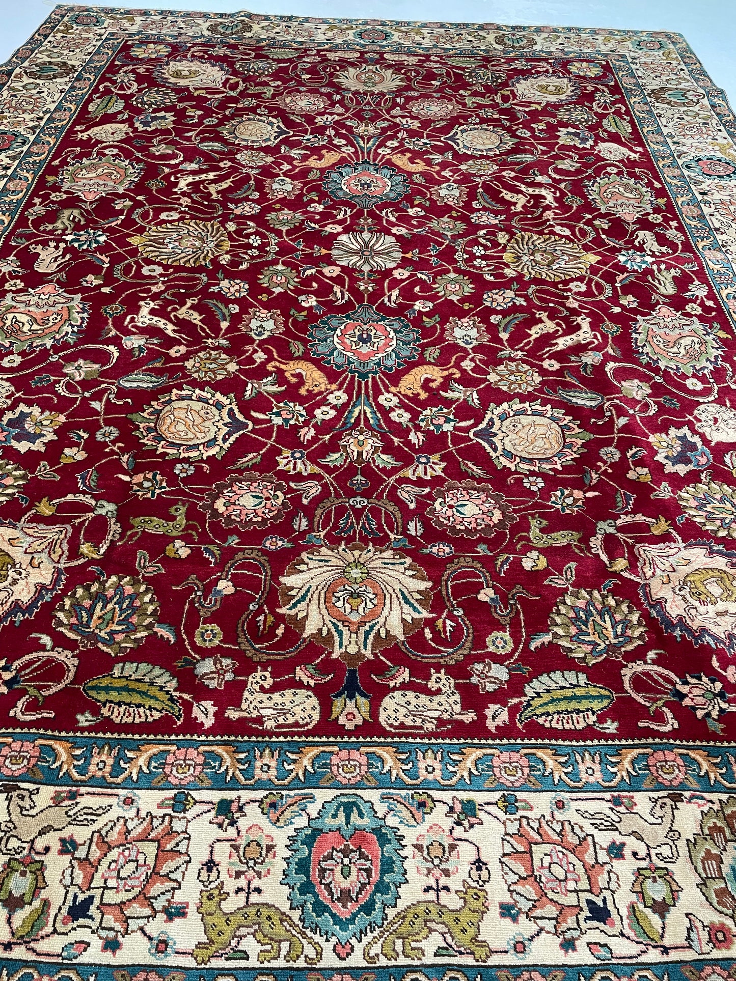 Hand-Knotted Wool Rug Tabriz 10' x 13'2"