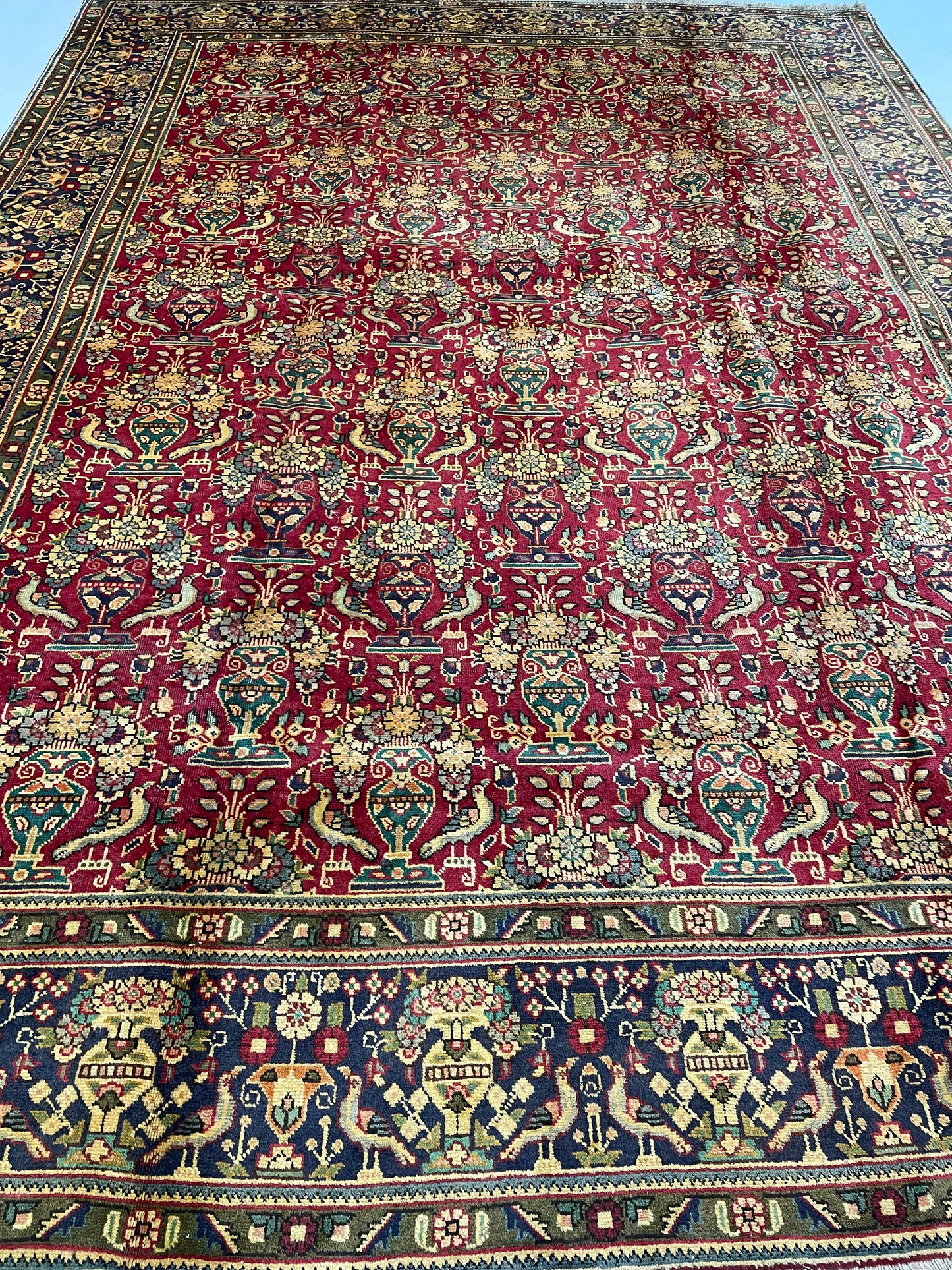 Hand-Knotted Wool Rug Tabriz 9'6" x 12'11"
