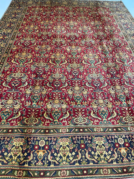 Hand-Knotted Wool Rug Tabriz 9'6" x 12'11"
